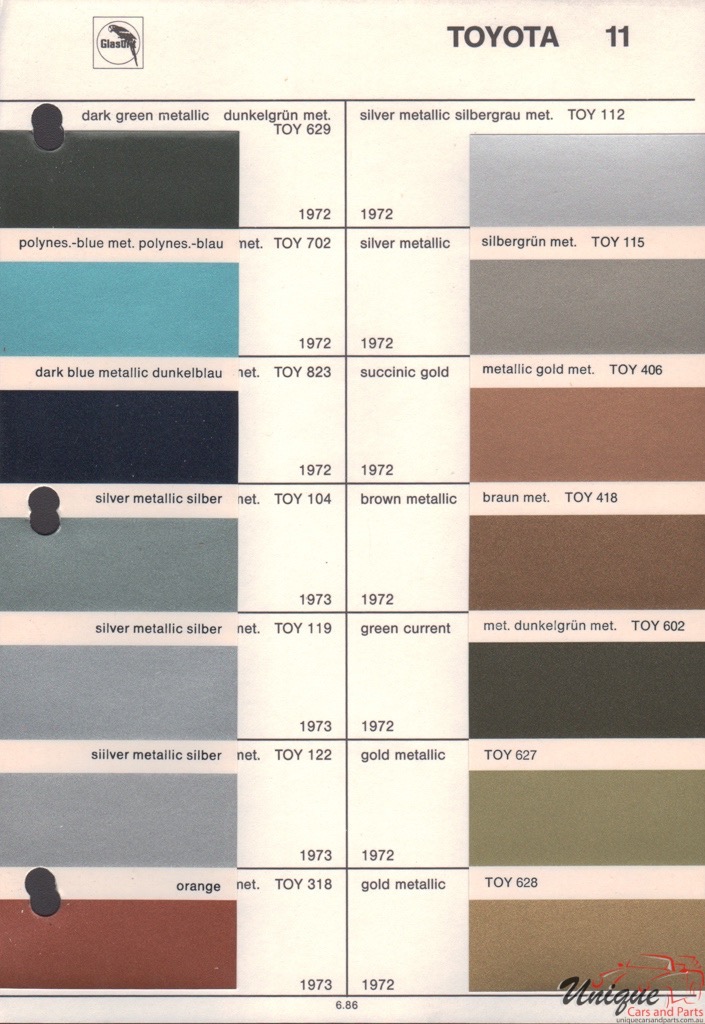 1972 Toyota Paint Charts Glasurit 2
